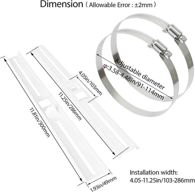 LeMotech Pole Mounting Kits, Stainless Steel 300mm Brackets with Adjustable 91-114mm Clamp for Outdoor Junction Box, Waterproof Plastic Electrical Enclosure (11.81" Lx1.93 W Bracket) - Image 2